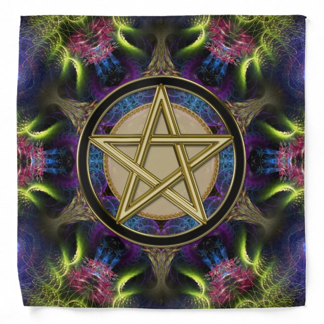 Golden Pentacle Magick Cloth Bandana (Front)