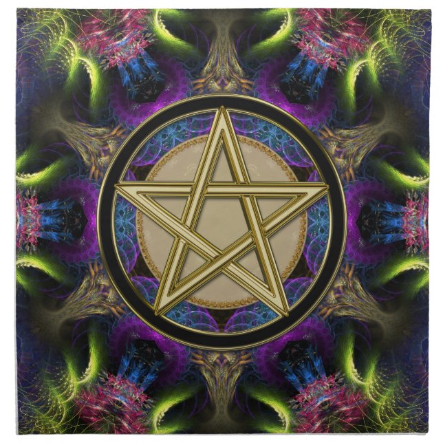 Golden Pentacle Magick Cloth Banners / Napkins (Front)