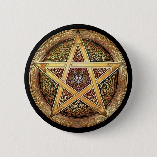 Golden Pentacle Round Button