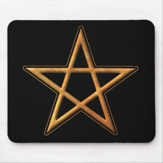 Golden Pentagram - Gold Pentagram Pagan Symbol Mouse Pad
