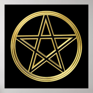 Golden pentagram poster