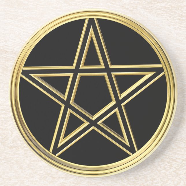 Golden pentagram sandstone coaster (Front)