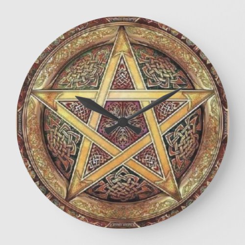 Golden Pentagram Wall Clock