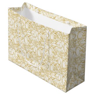 Golden Peonies Line Art on Ivory