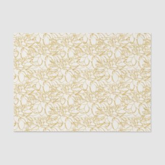 Golden Peonies Line Art on Ivory