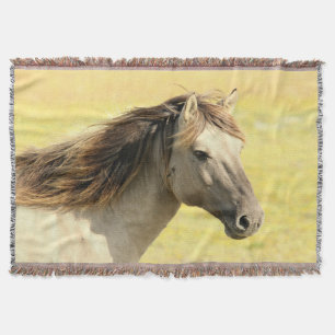 Golden Perlino Horse Throw Blanket