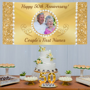 Golden  Personalized 50th Anniversary Banner by LittleLindaPinda at Zazzle