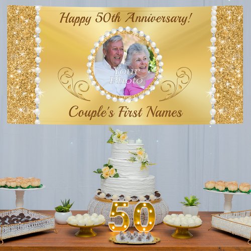 Golden Personalized 50th Anniversary Banner