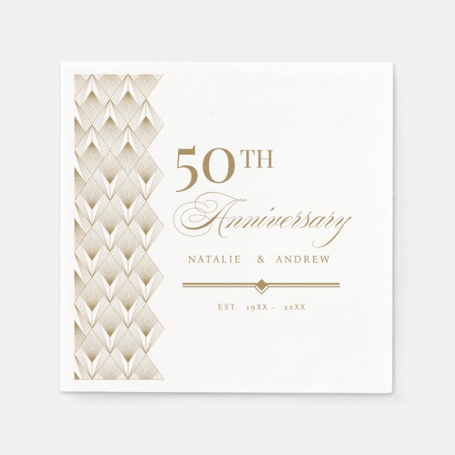 Golden Personalized Anniversary Napkin (Front)