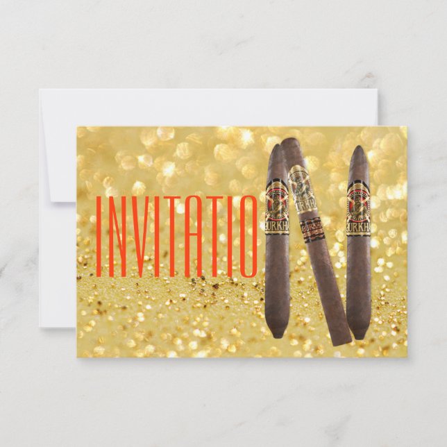 Golden Personalized Cigaro Invitation (Front)