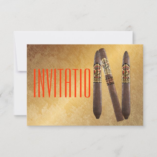 Golden Personalized Cigaro Invitation (Front)