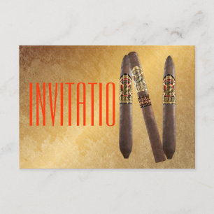 Golden Personalized Cigaro Invitation
