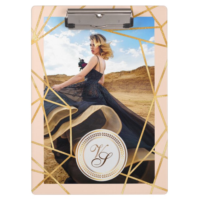 Golden Personalized Girl Fashion Modern Elegant Clipboard (Front)