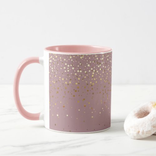 Golden Petite Stars Coffee Mug_Mauve Mug