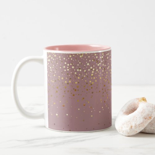 Golden Petite Stars Coffee Mug_Mauve Two_Tone Coffee Mug