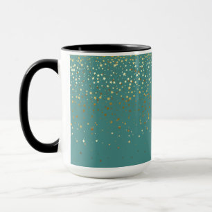 Golden Petite Stars Two-Tone Coffee Mug-Coral Mug