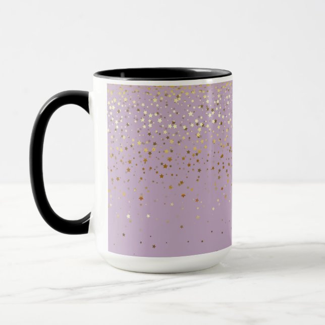 Golden Petite Stars Two-Tone Coffee Mug-LGHT PRPLE Mug (Left)
