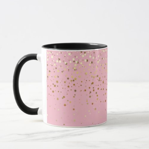 Golden Petite Stars Two_Tone Coffee Mug_Pink Mug