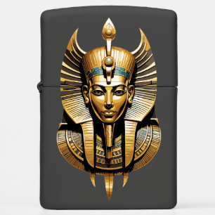 Golden Pharaoh in Regal Headdress Art Zippo Lighter