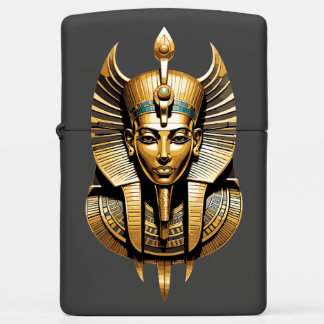Golden Pharaoh in Regal Headdress Art Zippo Lighter