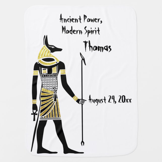 Golden Pharaoh’s Blessing: Ancient Egyptian Art Baby Blanket (Front)