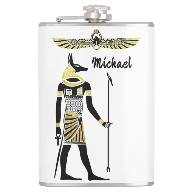 Golden Pharaoh’s Blessing: Ancient Egyptian Art Flask (Front)