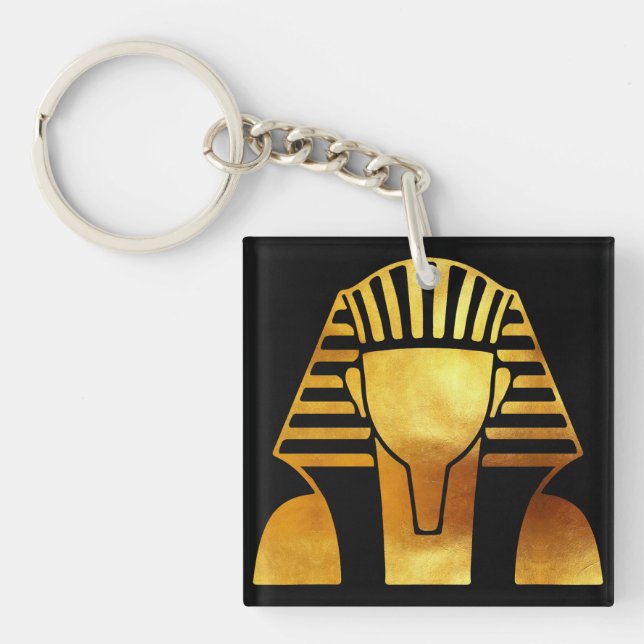 Golden Pharaoh's Legacy: Egyptian Mask Keychain (Front)