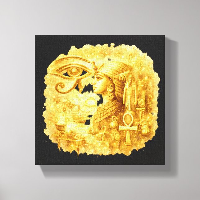 Golden Pharaonic Queen&Eye of HorusAncientEgyptian Canvas Print (Front)