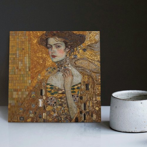 Golden Phase Gustav Klimt Mosaic Edwardian Woman C Ceramic Tile