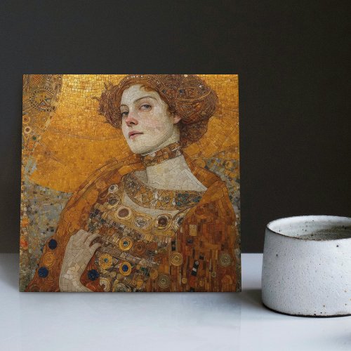 Golden Phase Gustav Klimt Mosaic Edwardian Woman C Ceramic Tile