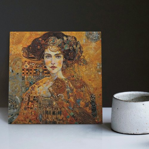 Golden Phase Gustav Klimt Mosaic Edwardian Woman C Ceramic Tile