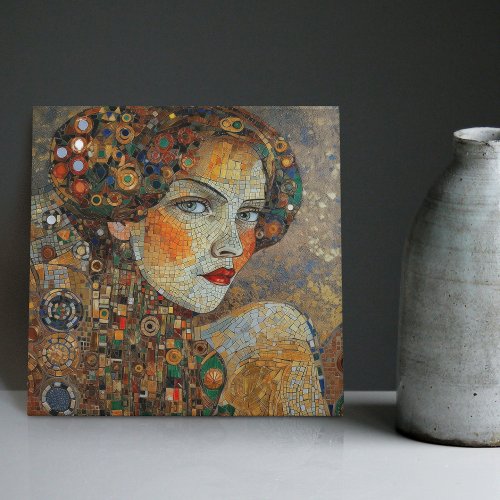 Golden Phase Gustav Klimt Mosaic Edwardian Woman Ceramic Tile