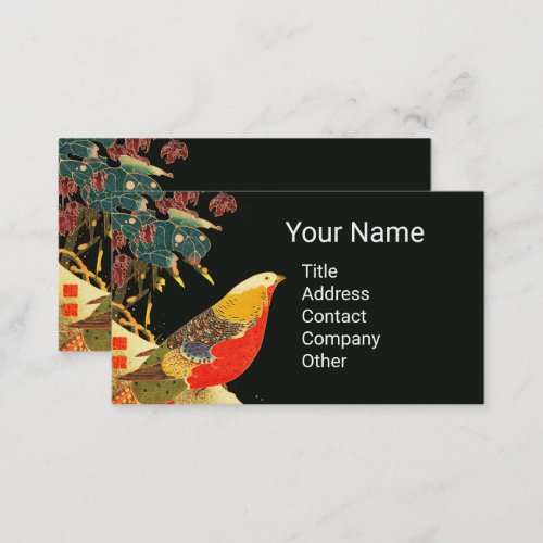 Golden Pheasant Antique Japanese Black Floral  Business Card