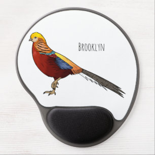 Golden pheasant bird cartoon illustration gel mouse pad