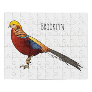 Golden pheasant bird cartoon illustration jigsaw puzzle