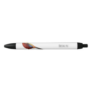 Golden pheasant bird cartoon illustration pen