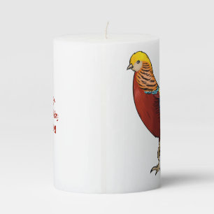 Golden pheasant bird cartoon illustration pillar candle