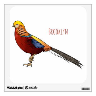 Golden pheasant bird cartoon illustration wall decal