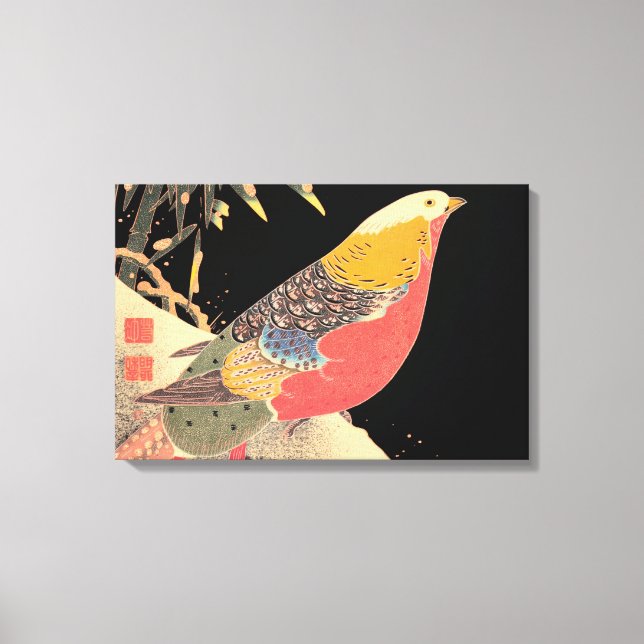Golden Pheasant in the Snow Itô Jakuchû bird art Canvas Print (Front)