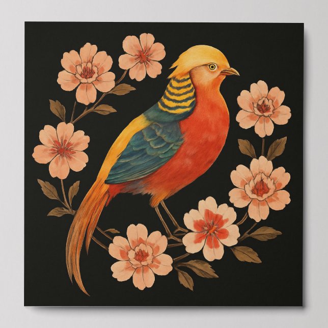 Golden pheasant peel and stick photo tile (Front Set)