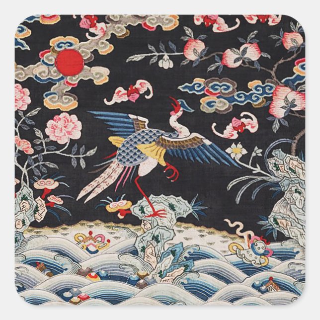 Golden Pheasant & Quing Dynasty /imperial China Square Sticker (Front)