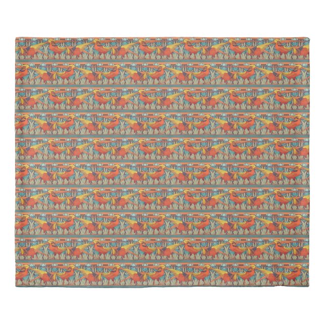 Golden Pheasant Retro Duvet Cover (Front)
