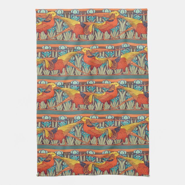 Golden Pheasant Retro Kitchen Towel (Vertical)