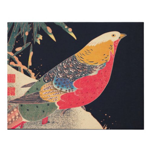 Golden Pheasant Vintage Bird Japanese Woodblock Pr Faux Canvas Print