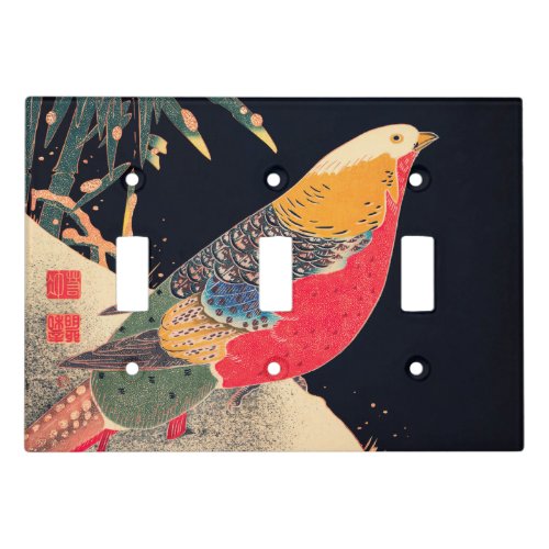 Golden Pheasant Vintage Bird Japanese Woodblock Pr Light Switch Cover