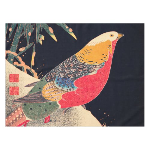 Golden Pheasant Vintage Bird Japanese Woodblock Pr Tablecloth