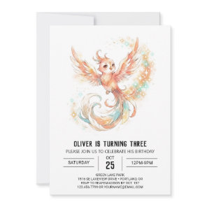 Golden Phoenix Birthday Invitation