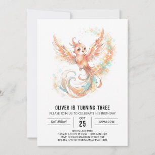 Golden Phoenix Birthday Invitation