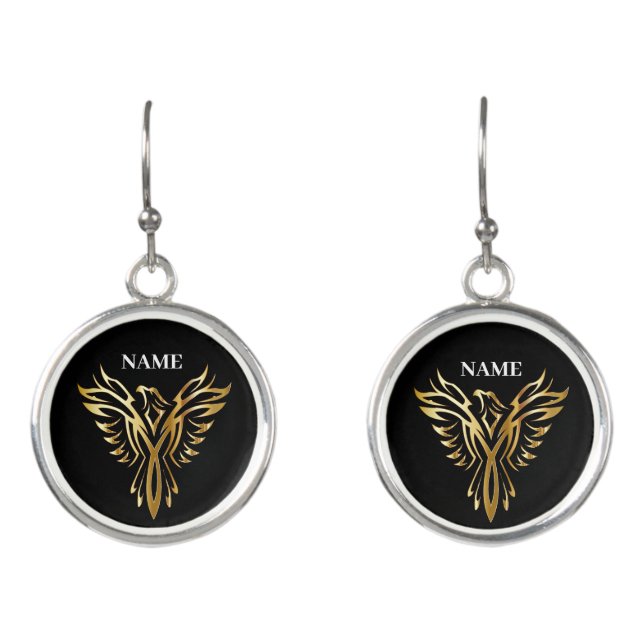 Golden phoenix, elegance earrings (Front)