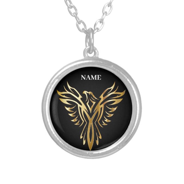 Golden phoenix, elegance silver plated necklace (Front)